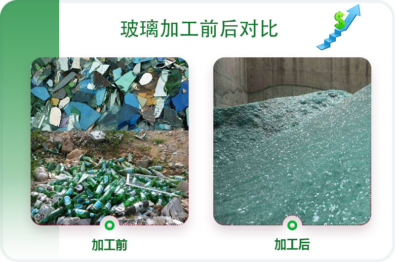 玻璃粉碎前后对比 玻璃粉碎前后对比
